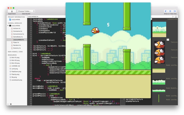 Lazy Lambda (Flappy Bird clone) in Haskell for Mac